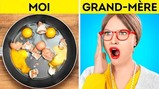 Moi VS Mamie || Défi de nourriture hilarant ! Astuces et conseils de cuisine simples par 123GO! GOLD