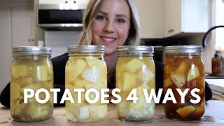Homegrown Potatoes Canned 4 Ways | Plain, Mediterranean, Herbed & Chipotle | Pressure Canning Recipe