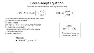 Solving the Green-Ampt eq. for infiltration depth & rate; ponding - CE 433, Class 7 (24 Jan 2024)