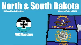 North & South Dakota - Small Scale US State Flag Map Minecraft Tutorial [Part 28]