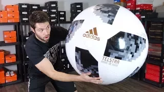 WORLD'S BIGGEST REAL SOCCER BALL! - JUMBO Adidas Telstar 18 Match Ball - Review