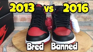 Air Jordan 1 "Banned" "Bred" comparison 2013 vs 2016