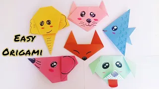 6 Easy Paper Folding Craft | Easy Origami Cat Dog Elephant Mouse Fox Fish | Origami Animal Faces