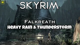 Skyrim - Falkreath Heavy Rain & Thunder Sounds - Walking At Night Skyrim Ambience For Sleep & Relax