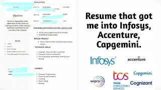 My Resume that got me selected in Infosys, Accenture & Capgemini.