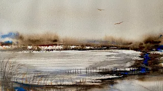 Paint A Simple MISTY WATERCOLOR LAKE, Beginners Loose Watercolour Landscape Painting Demo Tutorial