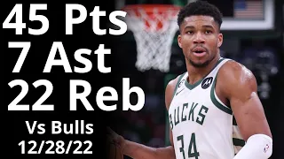 Giannis Antetokounmpo 45 Pts 22 Reb 7 Ast vs Bulls Highlights