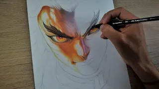 Dibujando a Kyōjurō Rengoku de forma realista | Demon Slayer (speed drawing) Part 1