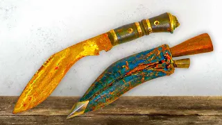 3 Antique Rusty Kukri Knives (Khukuri) - Knife Restoration