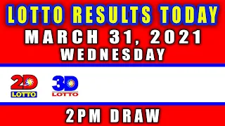 PCSO Lotto Result Today | March 31, 2021 | Wednesday | 2pm Draw