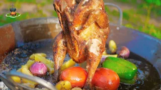 best Fried Whole Chicken (ASMR cooking, Relaxing Sounds, Camping)