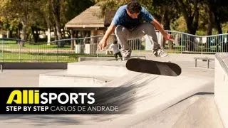 How to Nollie Backside 180, Carlos De Andrade, Alli Sports Skateboard Step By Step Trick Tips
