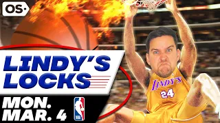 NBA Picks for EVERY Game Monday 3/4 |  Best NBA Bets & Predictions | Lindy's Leans Likes & Locks