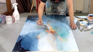 Effect structure Abstract acrylic techniques - big canvas - layering