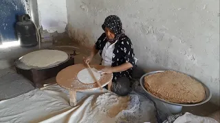 Baking traditional bread (Tiri) in Iran