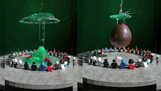 WATER BALLOON Nuke { Slow Motion } ~ Beyond the Brick - Lego