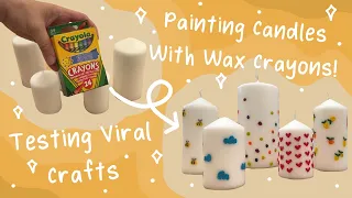 Trying the Viral Painting Candles with Wax TikTok trend but with Crayons - Rating DIY Crafts Hacks