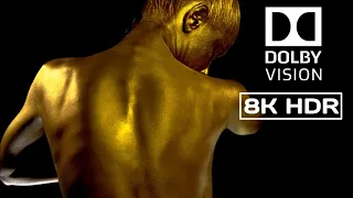 8K HDR Body Art Design in GOLD PAINT Dolby Vision