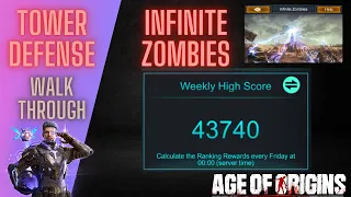 43.7K Tower Defense Walkthrough - Infinite Zombies - Age of Origins - without any A-Bombs