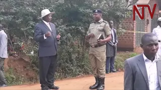 President Museveni at the crime scene following shooting of MP Abiriga