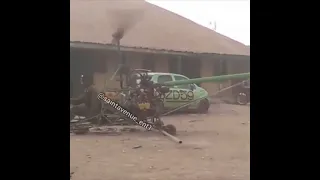 A Nigerian inventor tests a home made Helicopter