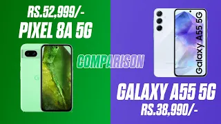 Google Pixel 8a Vs Samsung Galaxy A55 5g Comparison | Tensor G3 Vs Exynos 1480 | Which Best ? 🔥🔥