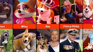 Comparison: The Queen's Corgi Characters in Real Life