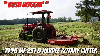 Bush Hogging w/ 1998 MF 231 Tractor and Hardee Rotary Cutter