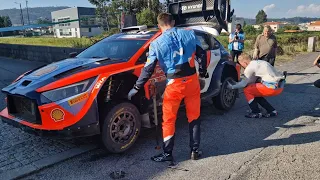 WRC Rally de Portugal 2024 Tanak and Järveoja swaps tyres after longest rally stage ss16 Amarante