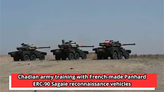Chadian army training with French made Panhard ERC 90 Sagaie reconnaissance vehicles