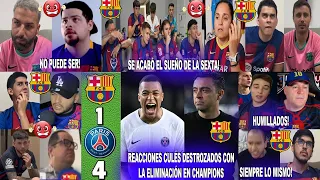 MEJORES REACCIONES DE HINCHAS DEL BARÇA ELIMINADOS AL BARCELONA 1-4 PSG CON DOBLETE DE MBAPPÉ