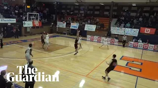 Incredible full-court buzzer beater shot wins basketball game