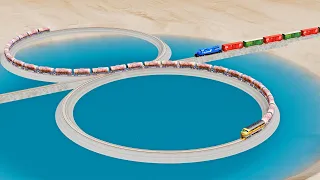 "Trains vs Infinite Loop Rail Tracks - Beamng Drive"