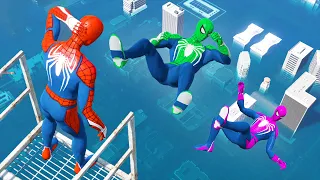 GTA 5 Rainbow Spiderman Flooded Los Santos Jumps and Falls (GTA 5 Ragdolls Compilation) Ep.1
