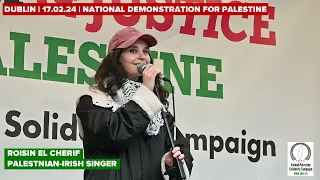 Roisin El Cherif sings 'Zahrat al-Mada'en' at the National Demonstration for Palestine 2024.02.17