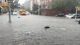 New York Flooding Chaos - Brooklyn - Long Island  - Raw 4k with Drone