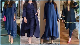 Very Stylish Navy Blue Dress Design| Dark Blue Kurti/Frock/Suit Design| Dress Designing Ideas|2023