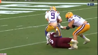 LSU QB Joe Burrow Loses His Pants While Taking A Sack vs Mississippi State