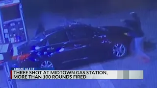 Over 100 rounds fired at gas station, 3 shot