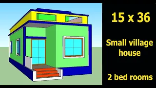 15 x 36 small house plan with 3d elevation II 2 bhk house plan II 15 x 36 ghar ka naksha