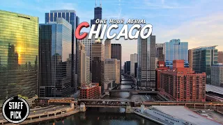 One Hour Relaxation - Aerial Chicago - 4K Drone Footage - Relaxation Piano