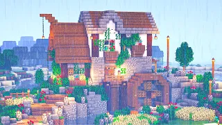 Minecraft Rainy Longplay - Cozy Watermill House (No Commentary Building)