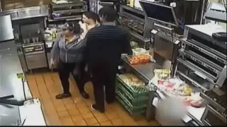 CCTV Terrifying moment gunman bursts into Burger Shop  Armed Robbery Footage