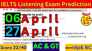 6 April & 27 April 2024 IELTS Listening Practice Test 2024 With Answer Key | IDP & BC