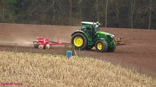 John Deere 6210R Rolling the Seeds.