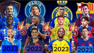 AL HILAL 🆚 PSG 🆚 AL NASSR 🆚 BARCELONA,, TRIO COMPARISON,,,(Neymar, Ronaldo Mane)