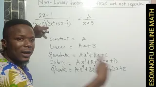 PARTIAL FRACTIONS | NON-LINEAR,  NON REPEATED DENOMINATOR