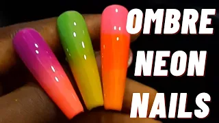 Ombre Nails|Pigment powders|How to do the Neon Ombre Technique.