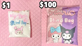 $1 VS $100 BLIND BAG! | sanrio edition | ASMR | tutorial | applefrog