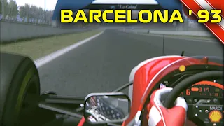 Hustling the McLaren MP4/8 (Ford V8) around Barcelona in Assetto Corsa VR.